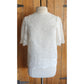 Vintage White Linen Blouse w/Lace Applique Short Sleeves / S-M