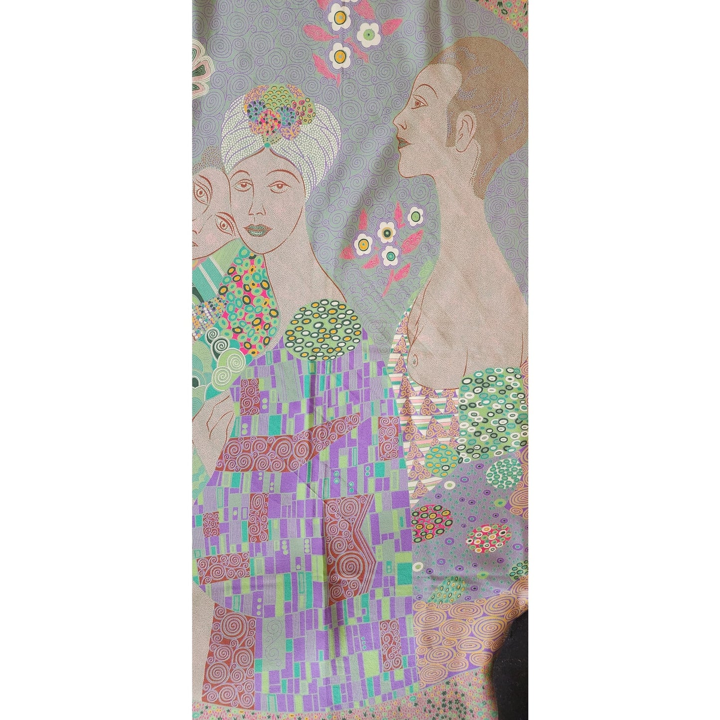 Vintage 80s Bottega Veneta Silk Scarf Shawl Wrap Klimt Inspired Print