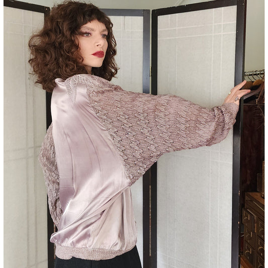 Vintage 80s Embroidered Sweater Tunic Mauve Purple A.C. Imports