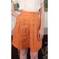 Vintage 80s Orange Linen Dress Shorts Pleated Front by Perlie / M