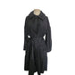 Vintage 2000s Sonia Rykiel Coat Dress / Black Trench Belted Raincoat Ruffled Skirt + Hood / M