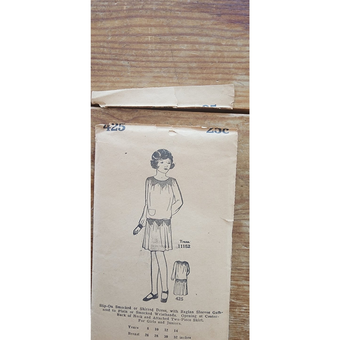 Vintage 1920s Sewing Pattern ORIGINAL: Girls Smocked Shirred Dress Chicquette 425 Chicago Daily News