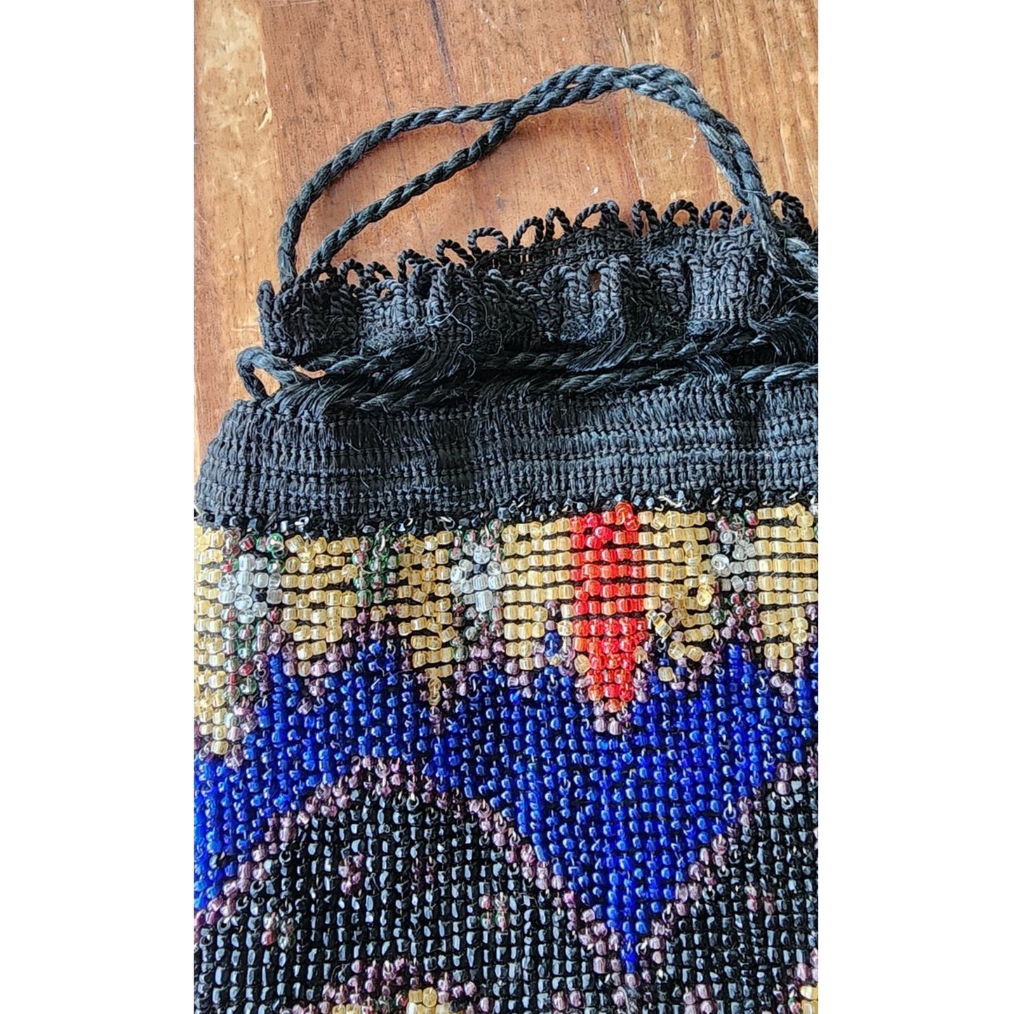 Antique 1920s Beaded Bag Vintage Art Deco Purse Drawstring Flapper Reticule