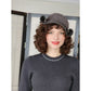 Vintage 50s Beaded Rolled Brim Hat Gray Wool