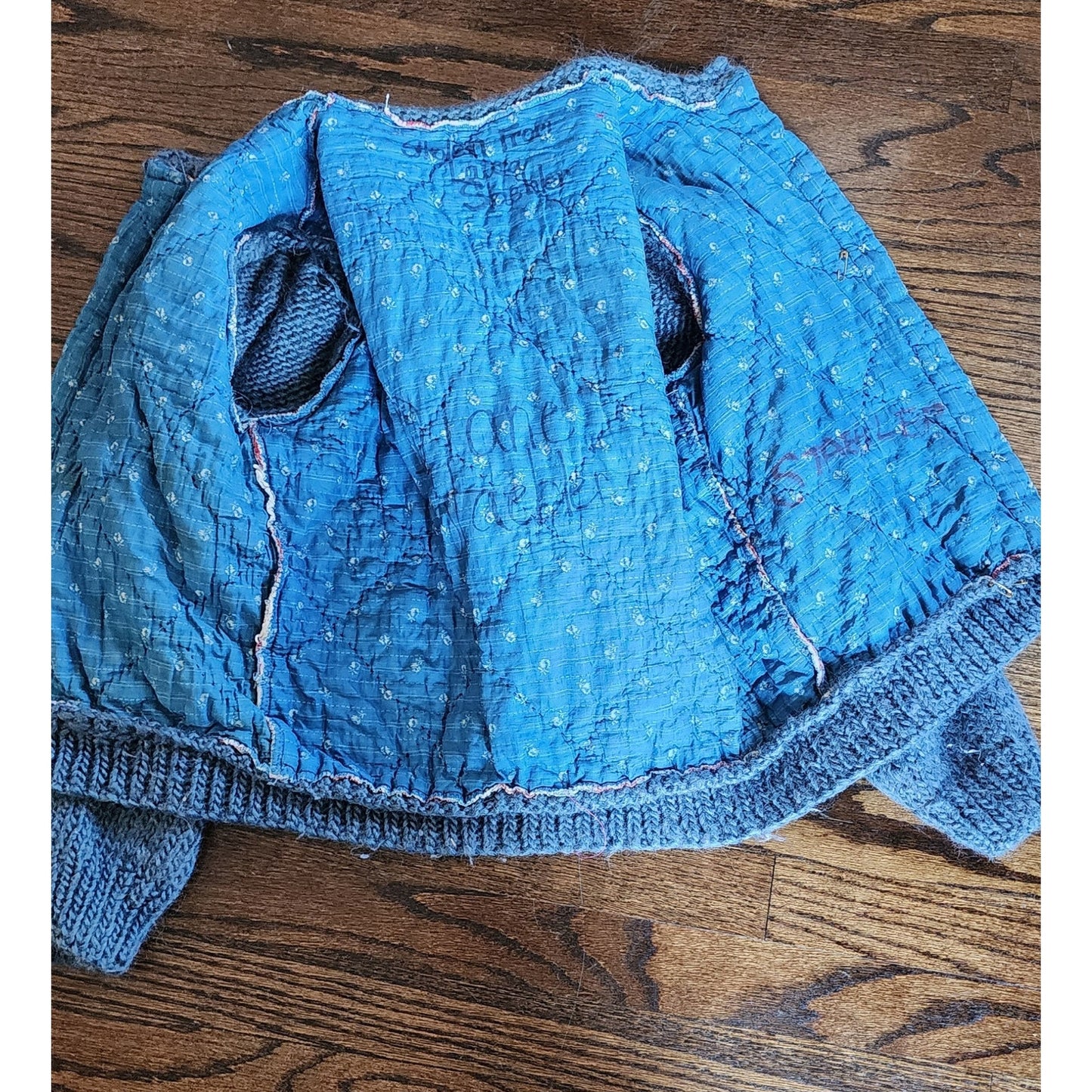 Vintage 70s Cardigan with Early 1900s Upcycled Quilt Patchwork