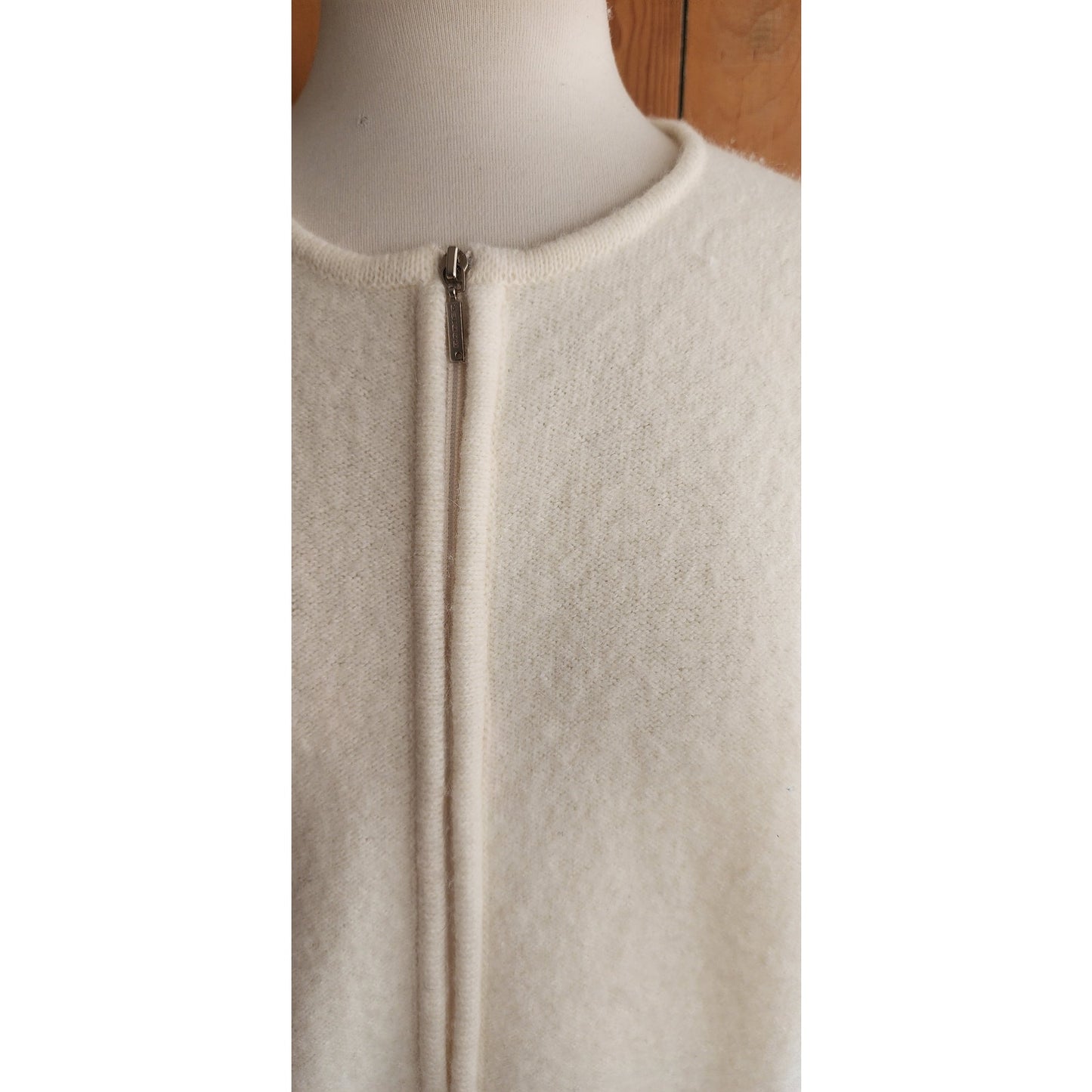 90s Rodier Cream Wool Vest Zip Closure
