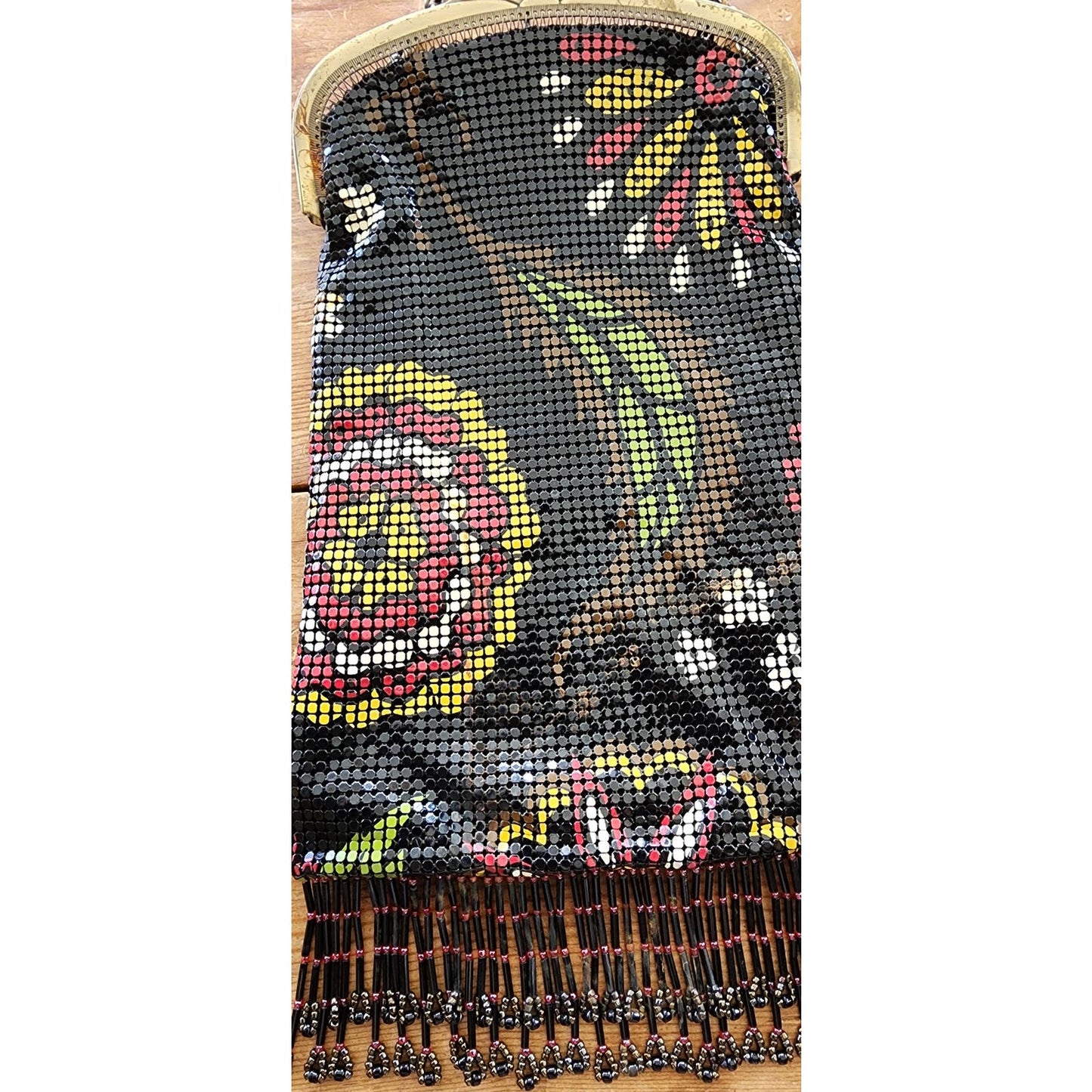 Vintage 20s Style Whiting Davis Art Nouveau Bag Flapper Purse Mesh Floral