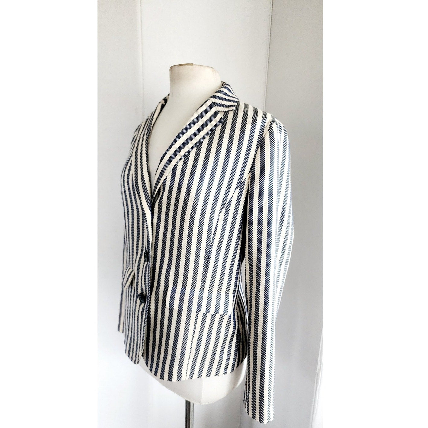 Vintage 90s Emporio Armani Blazer Gray Stripe / M