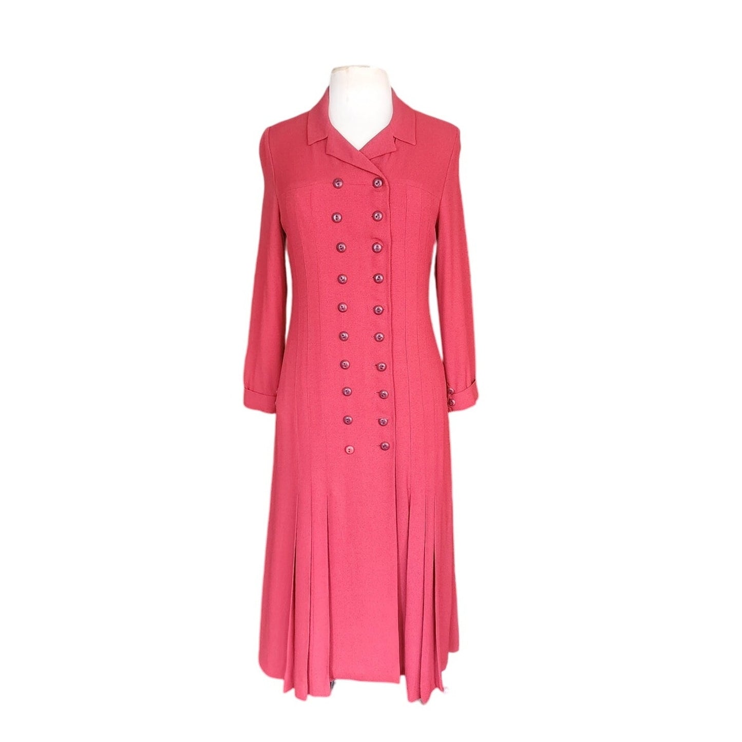 Vintage 1990s Chloe Dress Burgundy Red Wool Crepe Button Down Front S