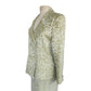 Vintage 80s ESCADA COUTURE Skirt Suit Green Cream Silk Jacquard Leafy Print / L