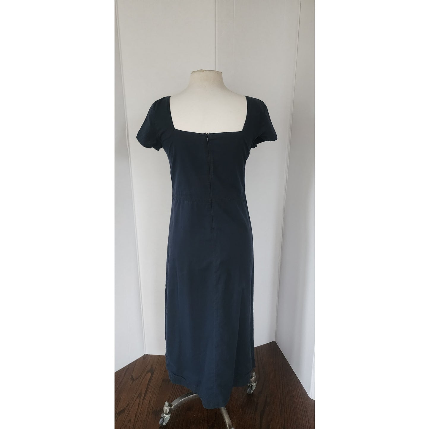 Vintage 90s Krizia Jeans Dress Short Sleeved Navy Blue Cotton / M