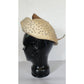 Vintage Jack McConnell Hat Asymmetrical Cream Straw Pearls Studs