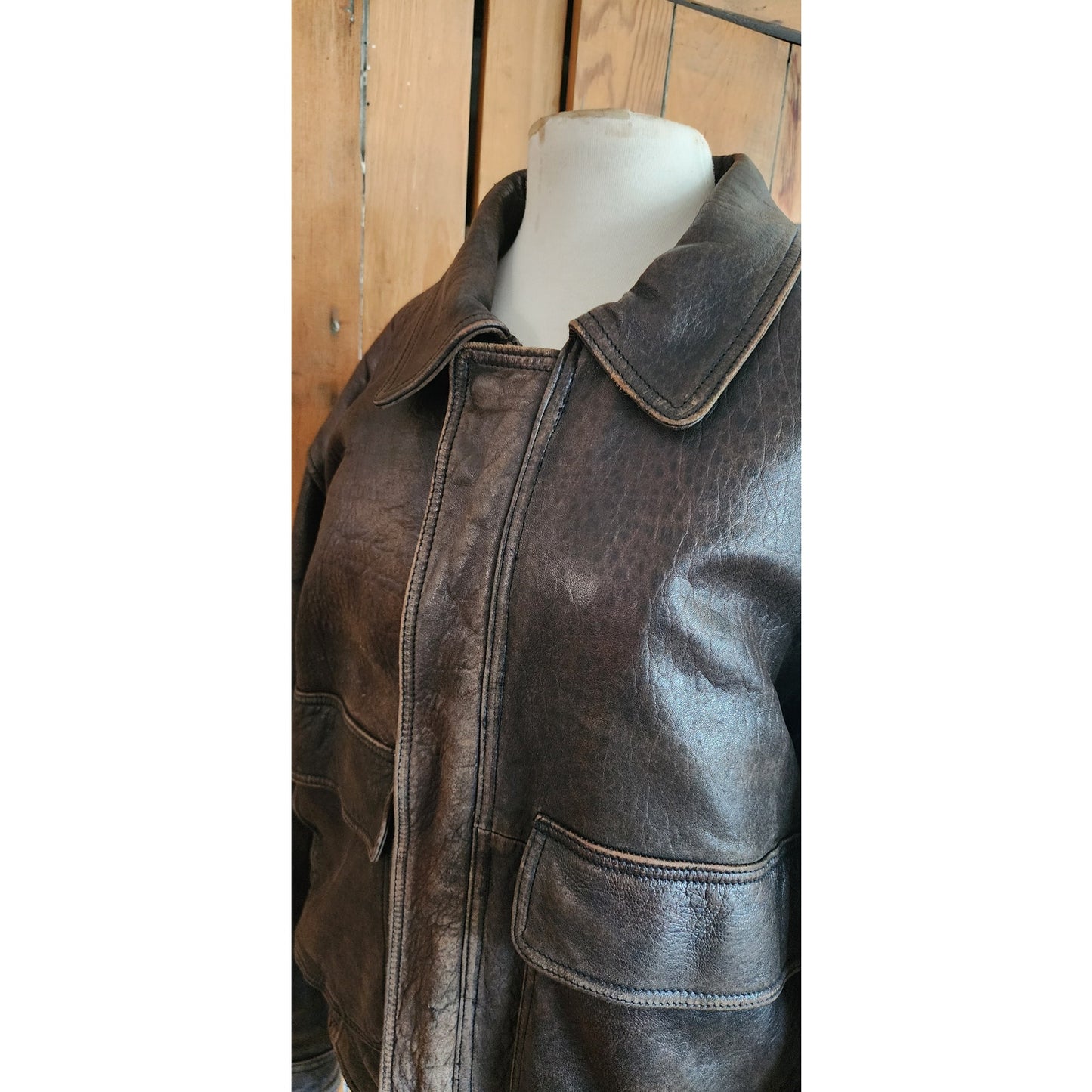 Vintage 80s Men's Jacket Brown Leather Bomber Sawyer of Napa