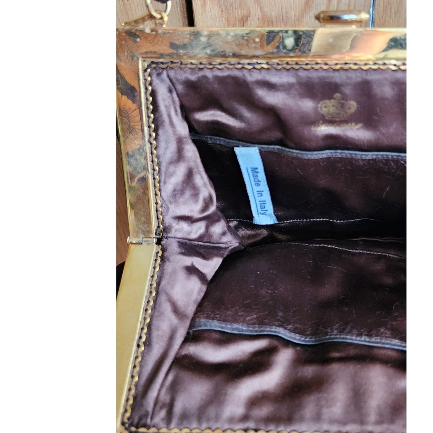 Vintage 1940s Brown Bag Brushed Suede Mother of Pearl Buechner