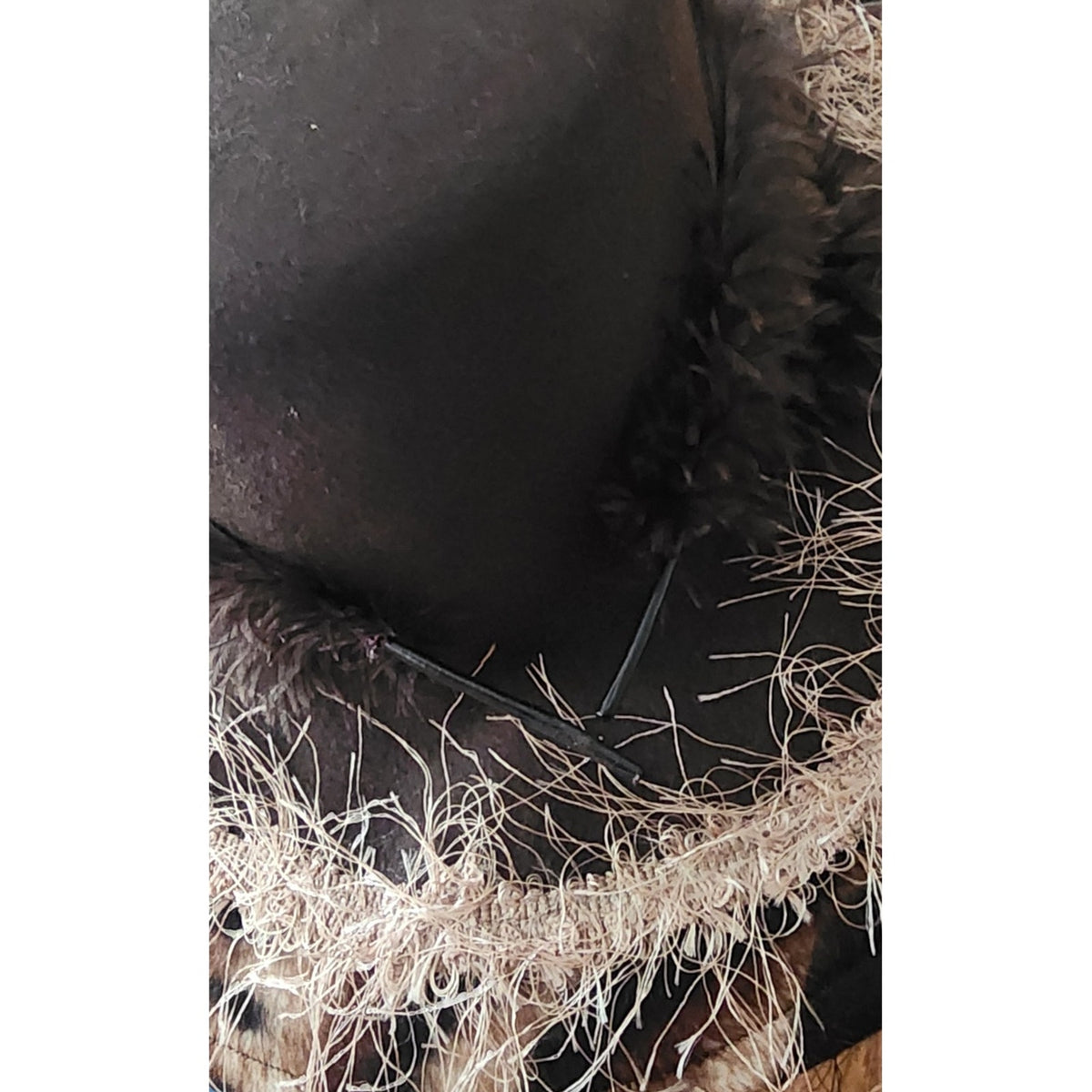 Vintage Y2K Oversized Hat Wide Brim Animal Print Feathers Handmade Chapeau Puccio