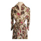 Vintage 1950s Floral Print Dress Belted Button Down Silk Shirtdress Olga / XS