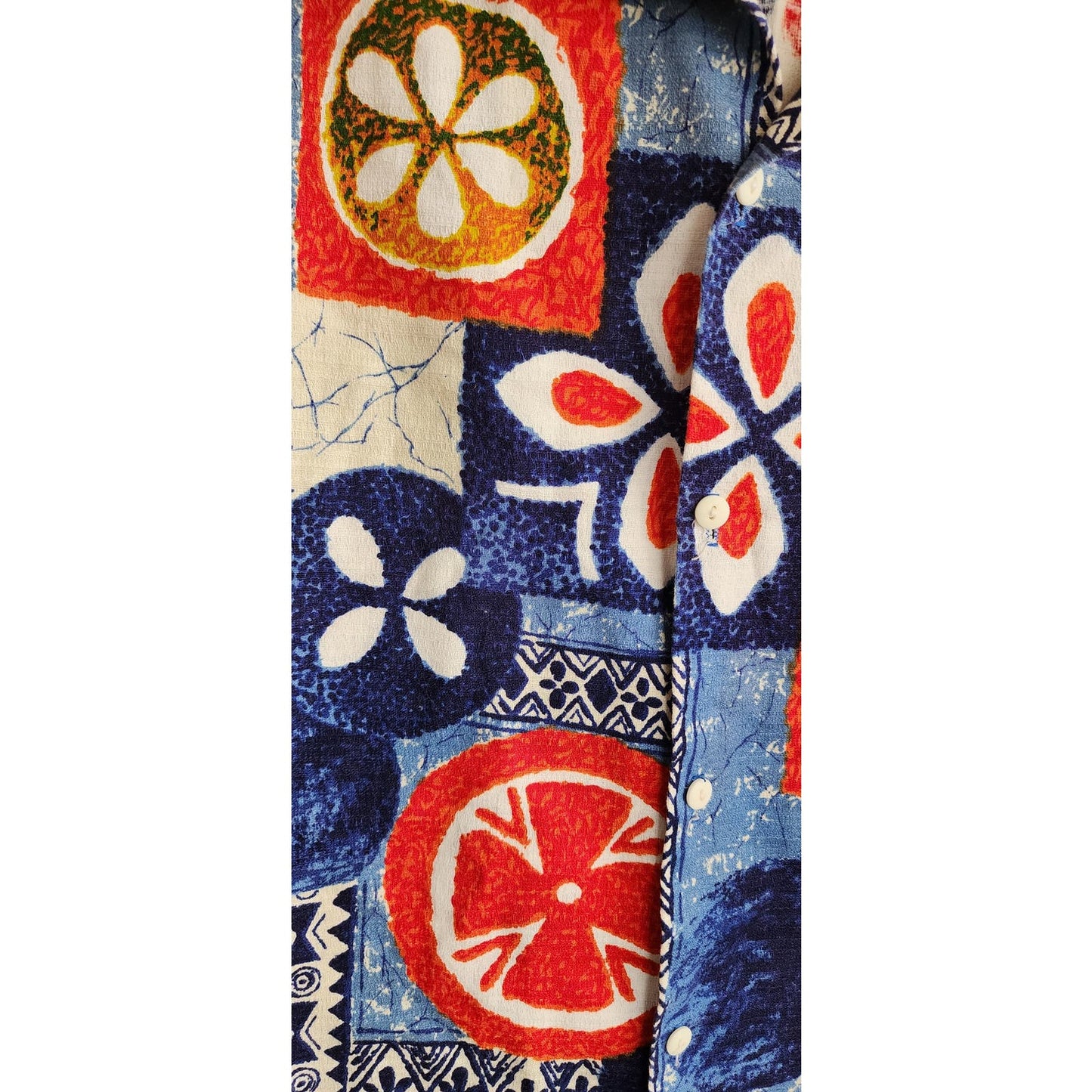 Vintage 50s Hawaiian Shirt Bark Cloth Tiki Print