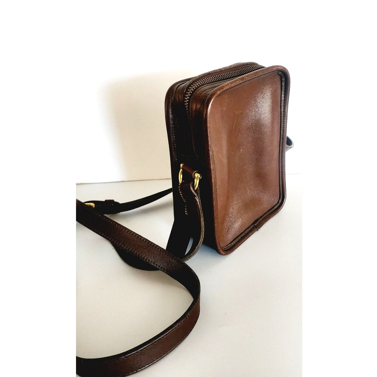 Vintage 90s Coach Bag Kit Camera Brown Leather Crossbody 9973