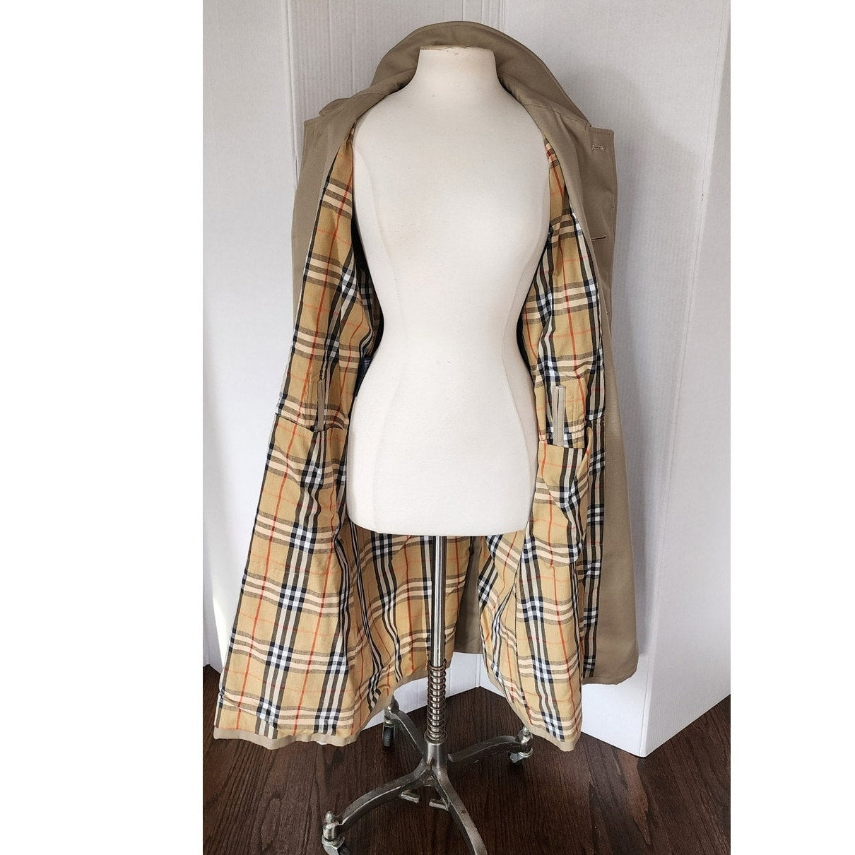 Vintage 80s Burberrys Trench Coat Beige Mens Medium