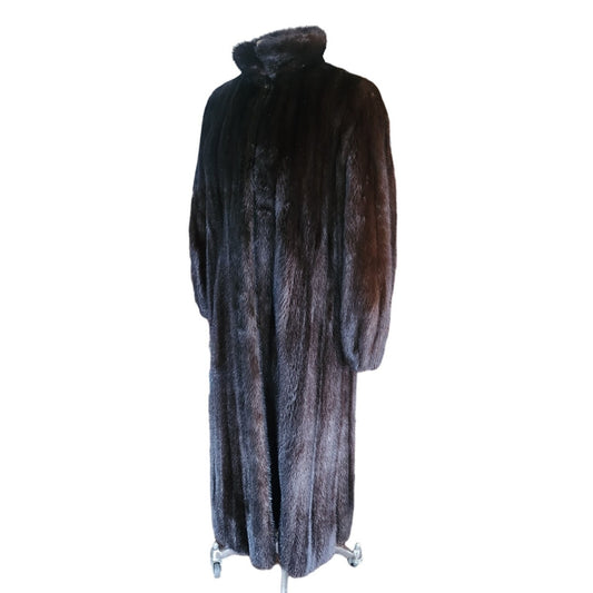 70s Norman Norell Fur Brown Ranch Mink Long Coat Mobwife