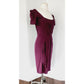 Vintage Y2K Zac Posen Dress Plum Purple with Side Waterfall Scarf NWT