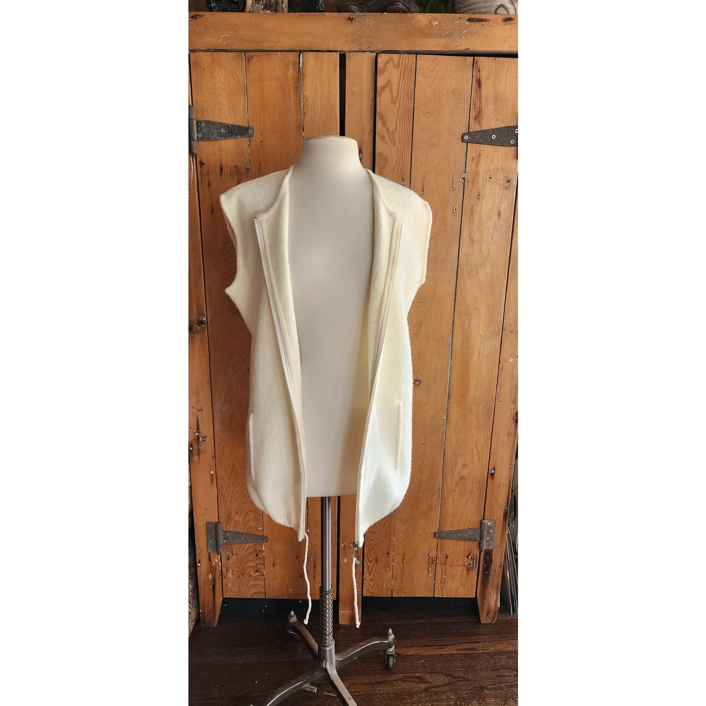 90s Rodier Cream Wool Vest Zip Closure