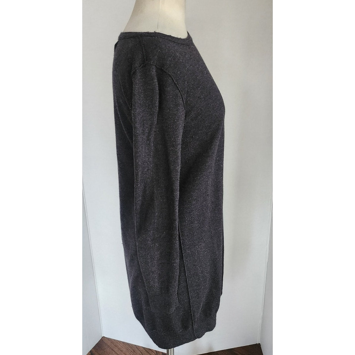 All Saints Sago Sweater Dress Gray Tunic Asymmetrical Hem Cut Out Shoulder