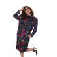 Vintage 1980s UNGARO Sac Dress Dark Floral Print Wool w/Sash Necktie / M