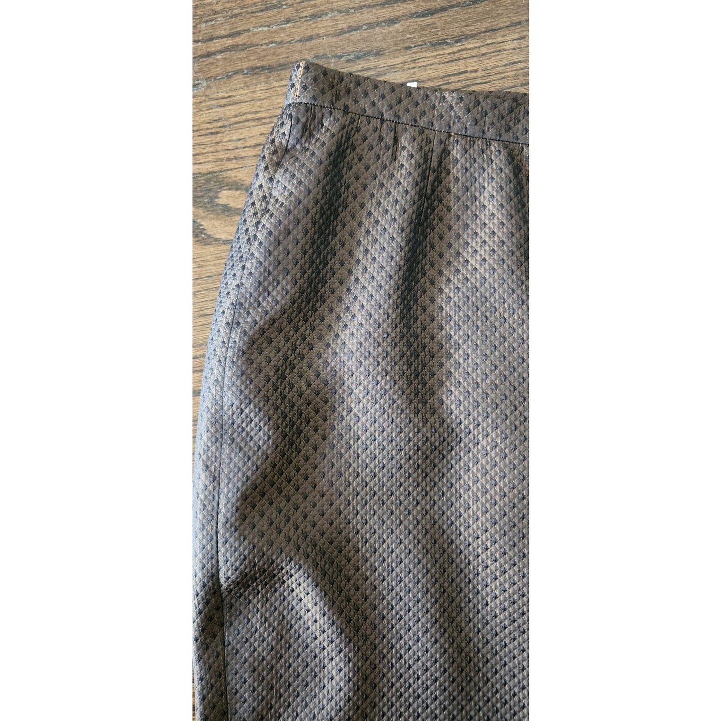Vintage ESCADA Skirt Brown Metallic Silk Wool Blend Diamond Print / Waist 32" Size 44