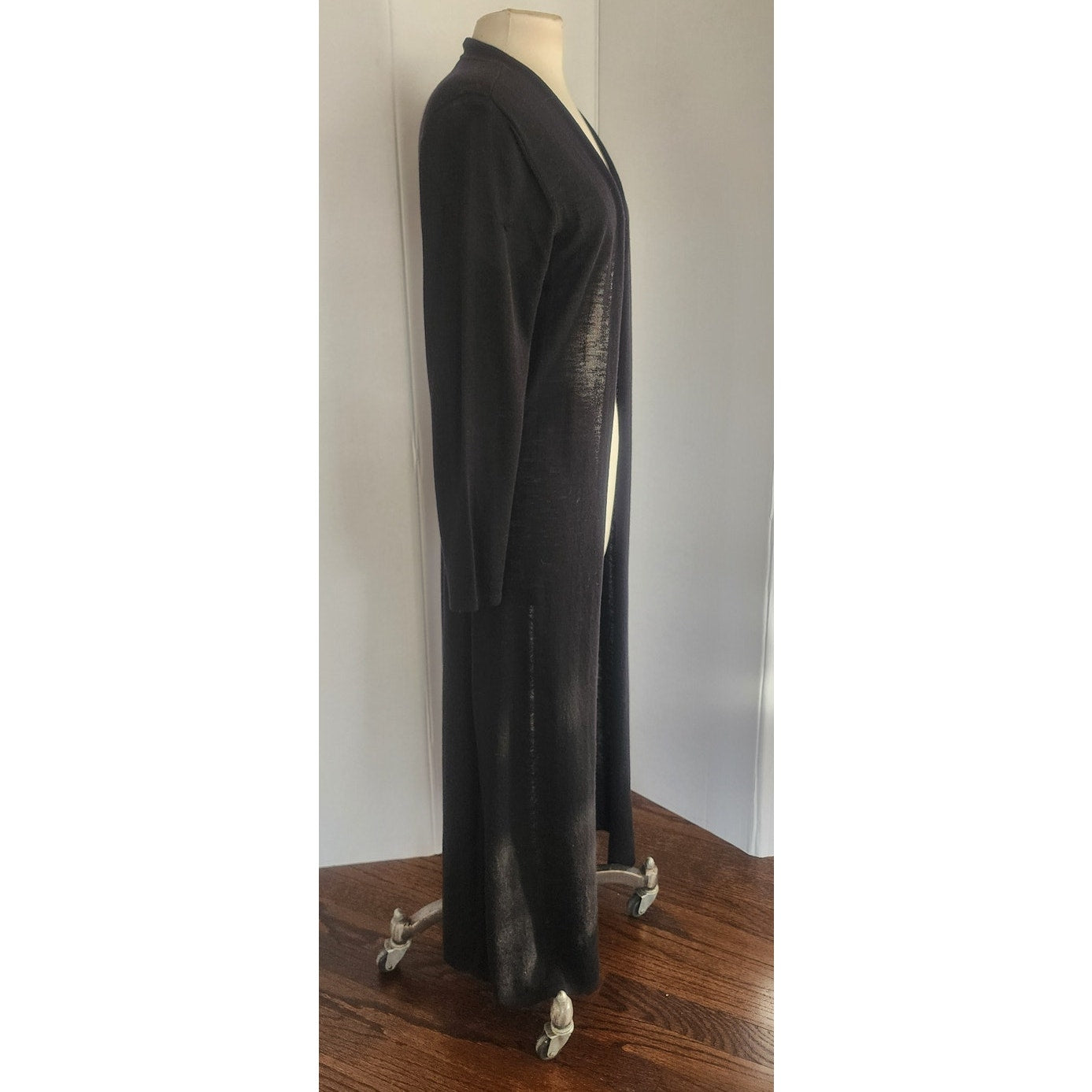 Eileen Fisher Black Wool Duster Long Cardigan / M