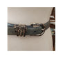 Vintage 1990s Brighton Belt Baby Blue Tooled Leather Silver Charms Waist 28