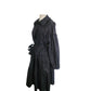 Vintage 2000s Sonia Rykiel Coat Dress / Black Trench Belted Raincoat Ruffled Skirt + Hood / M