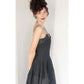 Vintage 1940s Black Evening Dress Crinkled Taffeta Sleeveless / M