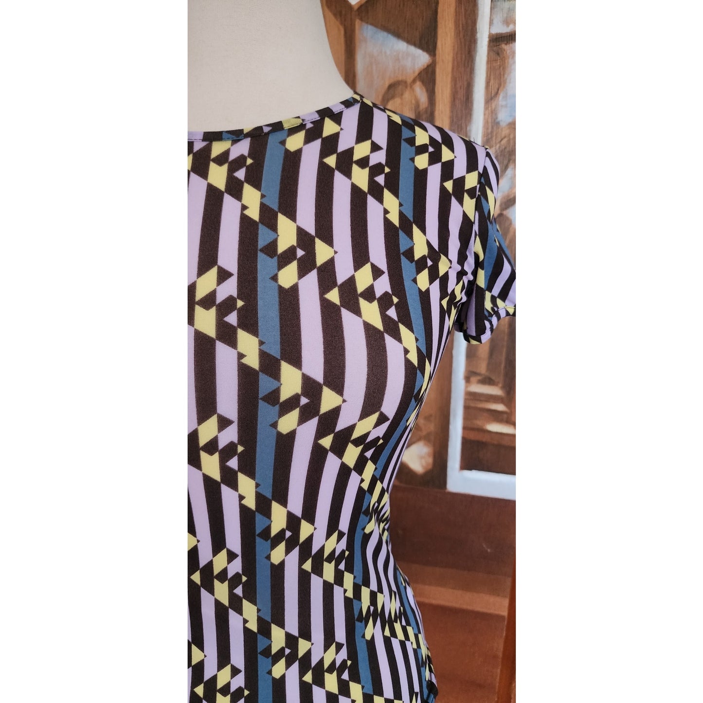 Vintage 90s FENDI Top FF Logo Print  Zucchino Stretchy T Shirt / 42