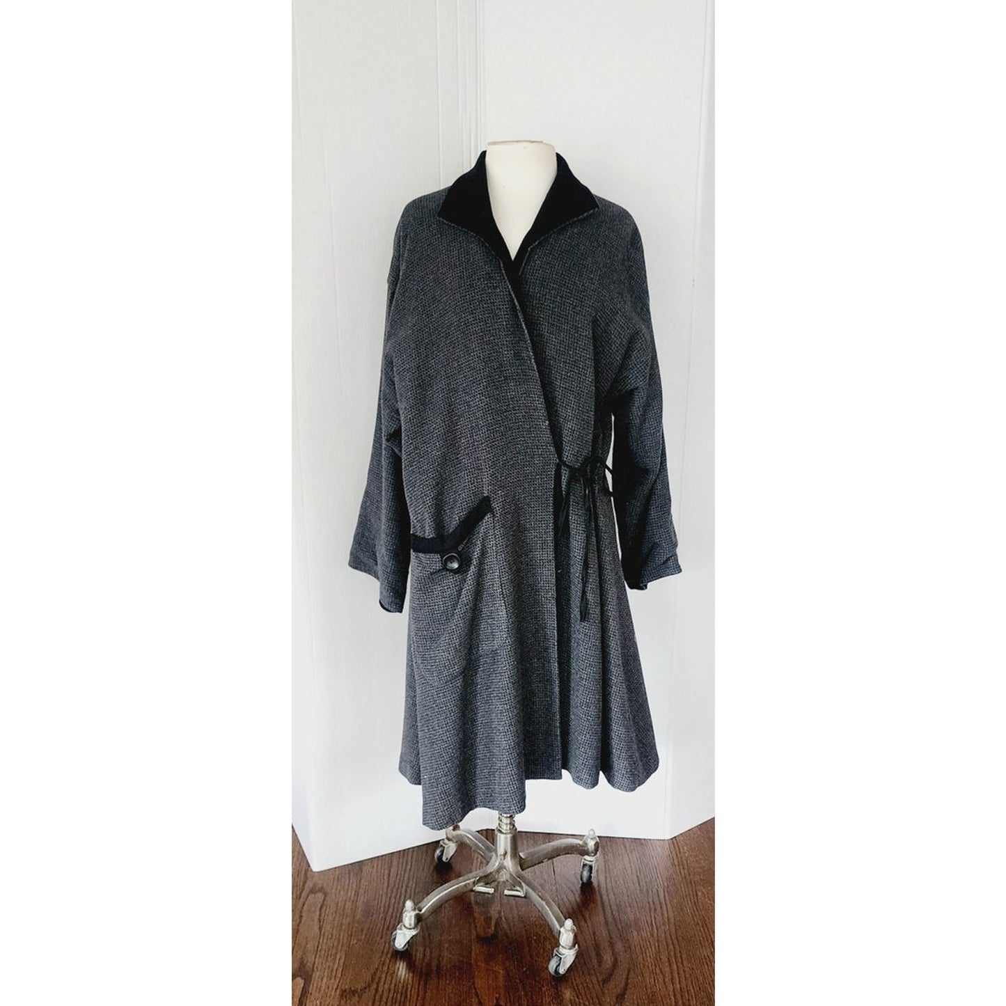 Vintage 1990s Gray Coat Wrap Style Asymmetrical Studio 90 / Medium