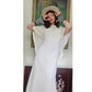 Vintage 70s White Maxi Dress Openwork Crochet Bridal Dress w/Capelet