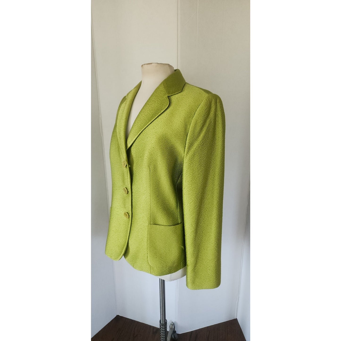 Vintage 2005 Armani Collezioni Blazer Textured Lime Green Jacket Size 16