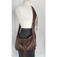 Vintage 2000s BCBG Brown Leather Shoulder Bag w/Fringe