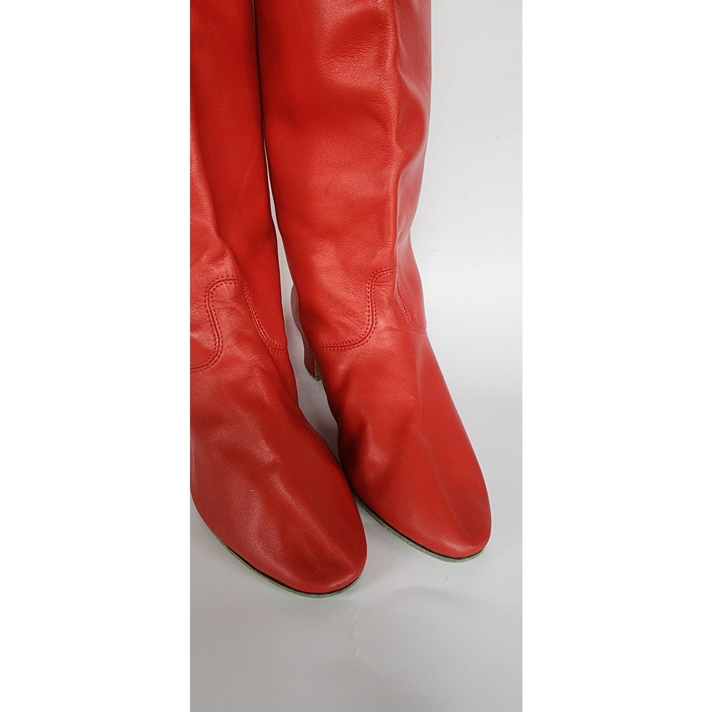 Red Leather Boots Ukrainian Choboty Traditional Dance Ethnic Folk Costume Ladies Size 41 / US 10