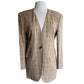 Vintage 80s Blazer Beige Windowpane Plaid Rena Rowan