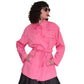 Vintage 90s Pink Jacket Short Trench Coat Belted Panache