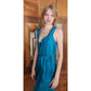 Vintage 2000s Chloe Party Dress Sleeveless Blue Silk Asymmetrical Tie NEW w/Tags
