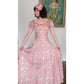 Vintage 30s Vintage Pink Floral Satin Evening Gown Old Hollywood Prom Dress