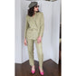 Vintage 80s Designer Pant Suit Pale Green Linen Collectible Gold Giorgio Sant Angelo