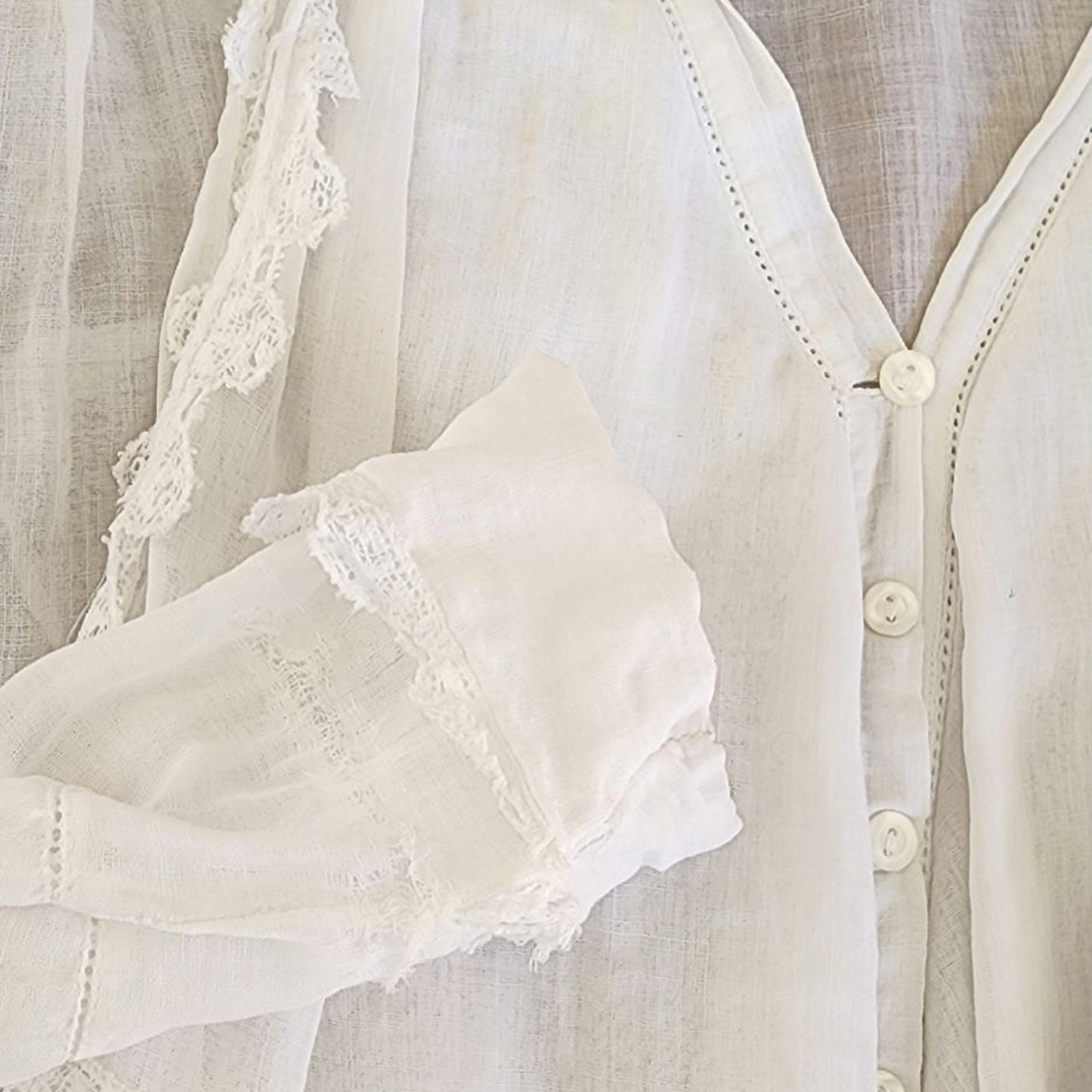 Antique Edwardian White Blouse Frilly Front Panel Sailor Collar