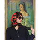 Vintage St John Knit Scarf Silk Print Square Red Black Gold Square