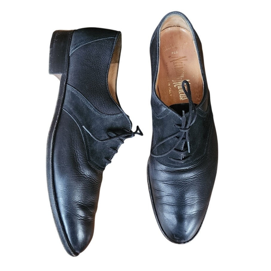 Vintage GRAVATI Womens Derby Shoes Black Lace Up Oxfords Suede Leather 10 1/2 N