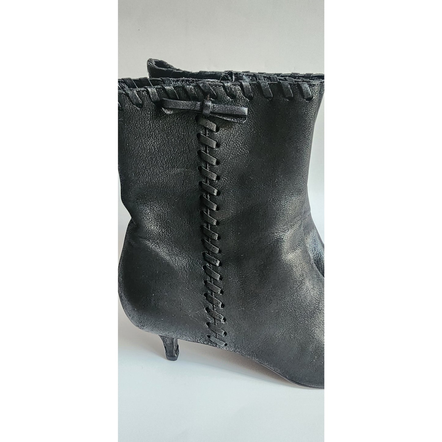 PRADA Ankle Boots Black Leather New in Box Size 38 VG++