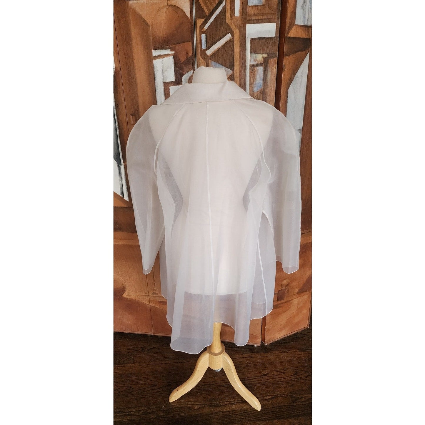 Vintage 1990s Sheer White Jacket White Organza Victoria March Chicago Designer