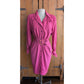 Vintage 80s Pink Silk Dress Long Sleeves Belt & Hood / S
